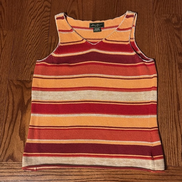Eddie Bauer women’s Striped Multicolor cotton Knit Tank Top V neck sleeveless S - Picture 7 of 7